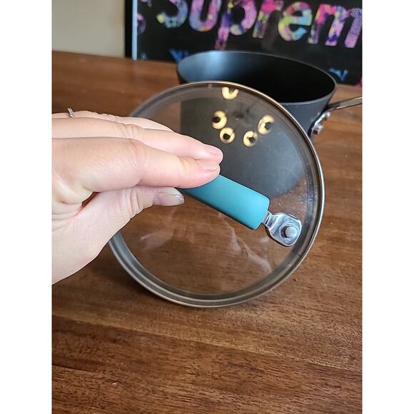 Rachael Ray Agave Blue 1.5 Qt Sauce Pan Nonstick Cooking Pot Cookware -With Lid - Picture 5 of 8